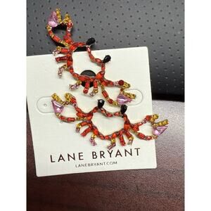 NEW Lane Bryant Vibrant Red Pink Black Gold Bold Chic Dangle CRAB Earrings Jewel
